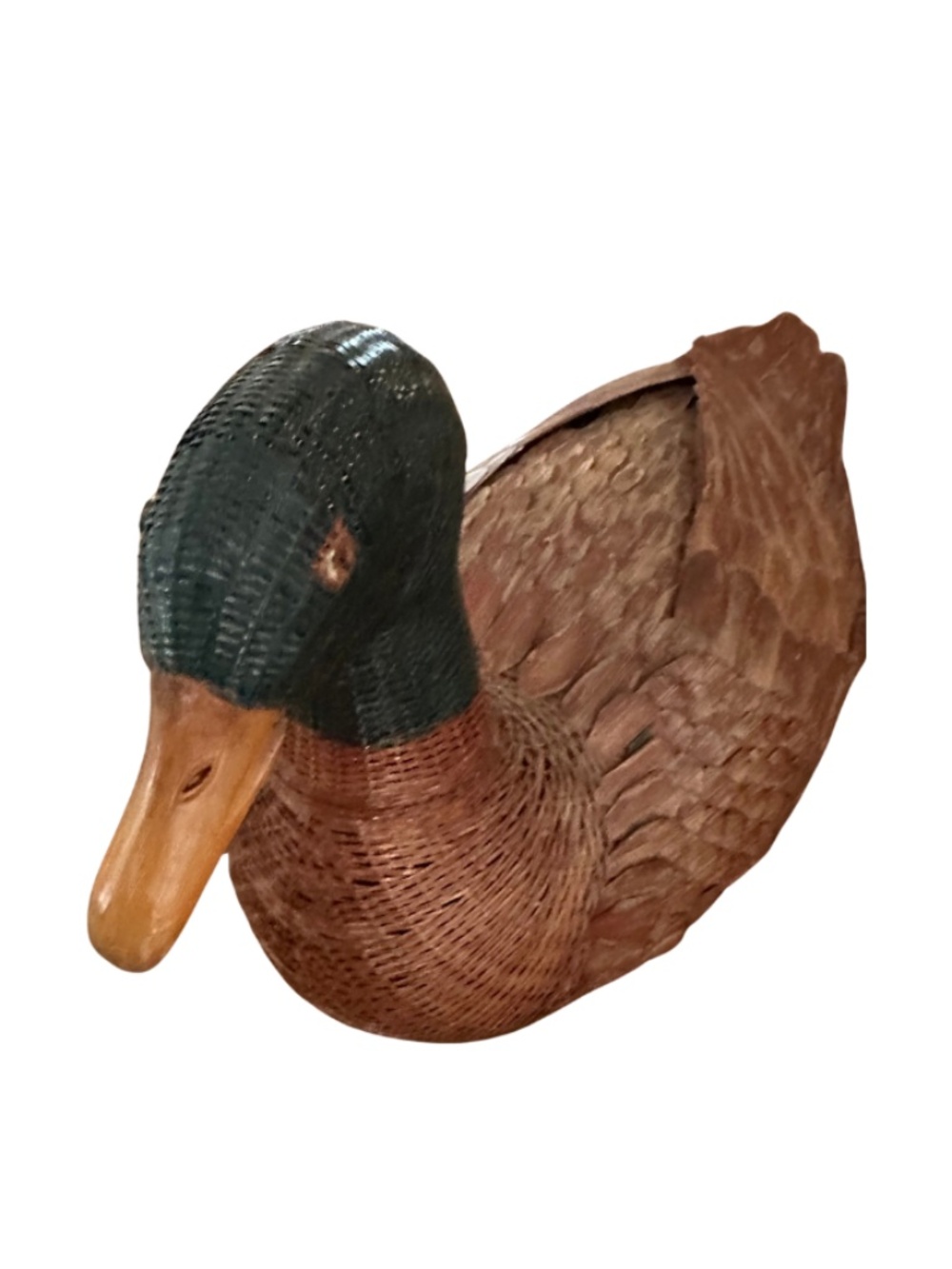Vintage Lillian Vernon Woven Duck Decoy Basket 3 Piece Mallard Decorative Brown